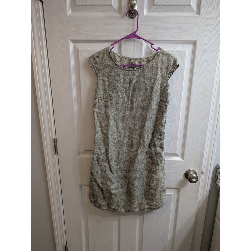 Lina Tomei Linen Blend Print‎ Cap Sleeve Dress Made in Italy - Size M